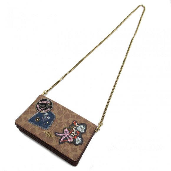 Coach Signature Crossbody Bag with Patches Brass/Rust Multi - Picture 3 of 15